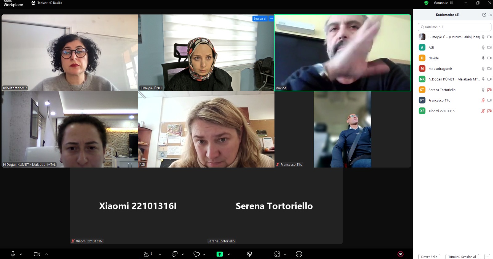 Toplantı sırasındaki sunumdan bir fotoğraf